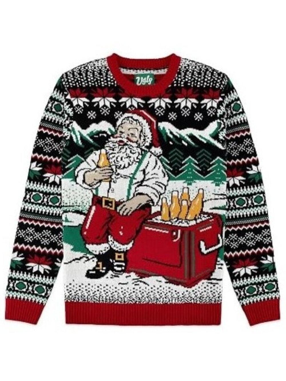 THE UGLY SWEATER CO. Men's Ugly Christmas Sweater Size L in Black Cheers Santa